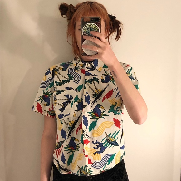 Vintage Tropical Hawaiian Party Button-up Shirt - Picture 3 of 4